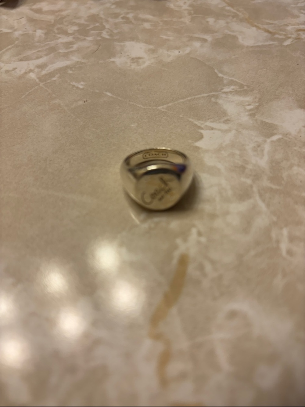Coach sterling silver Engraved Signet Ring
